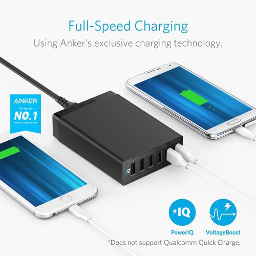 Anker 60W Desktop Charger - 6-Port USB Charging Hub for iPhone, iPad, MacBook & More