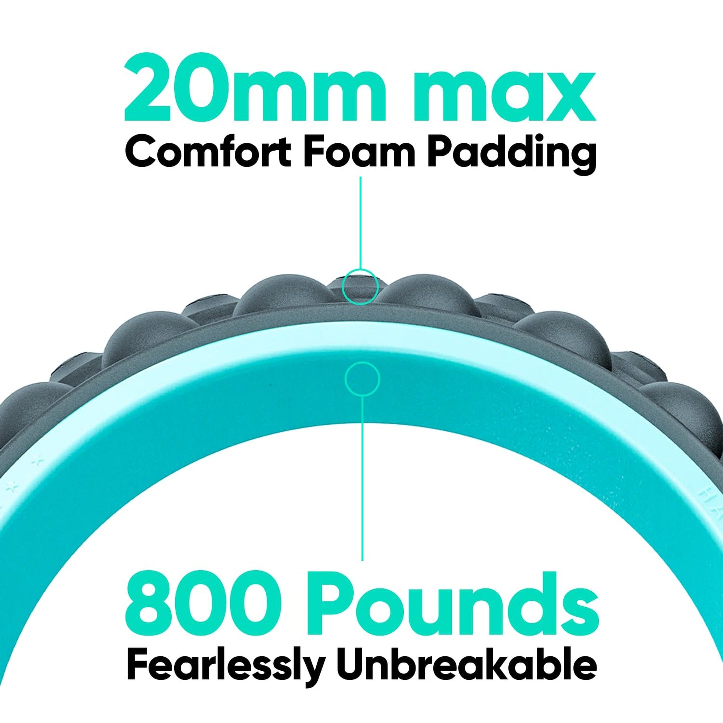 FitBeast Back Roller, Back Wheel Foam Roller - Targeted Muscle Roller for Deep Tissue Massage, Back Stretcher (12'', Blue)