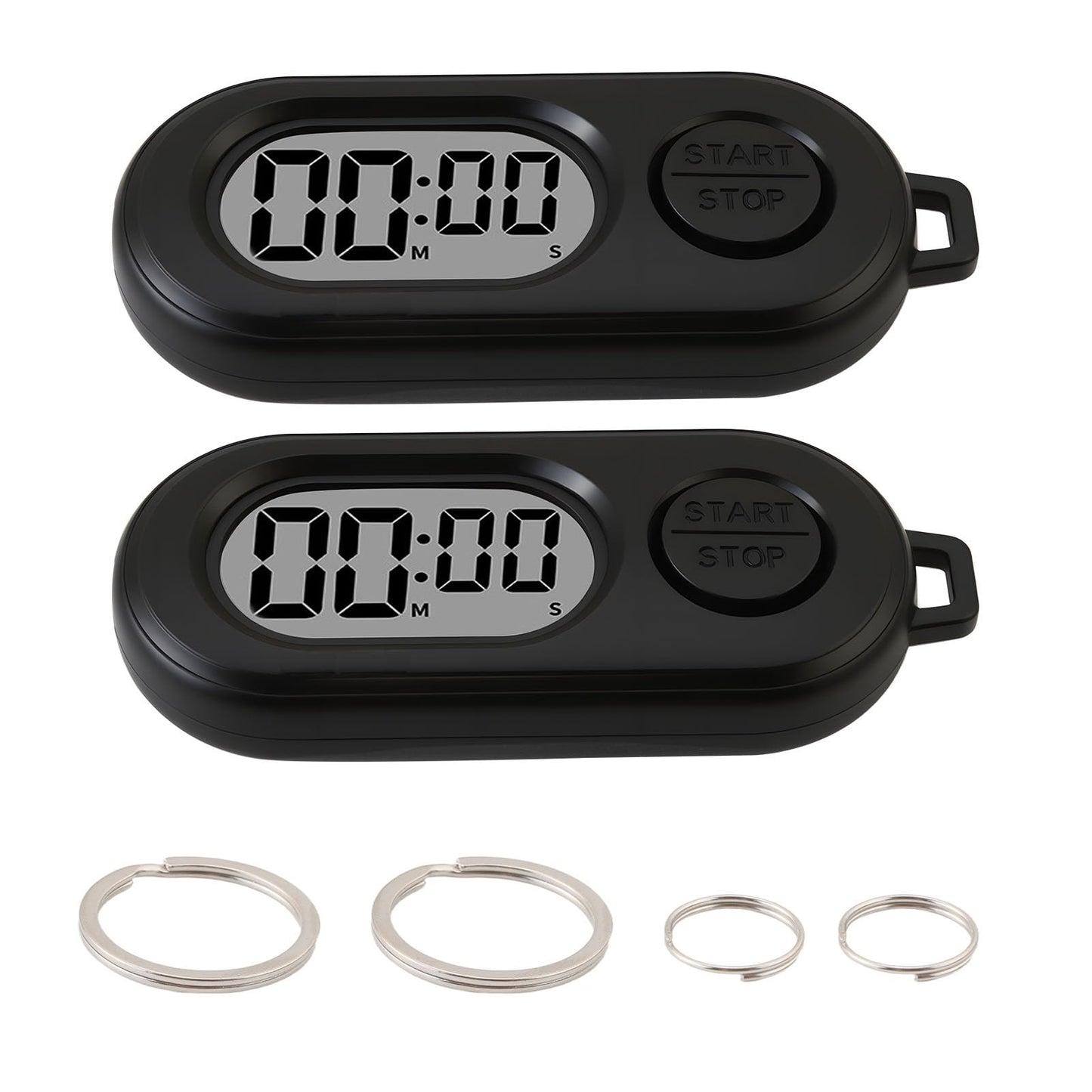 2 Pack Mini Digital Timer Keychain, Portable Countdown Timer and Stopwatch with LCD Display, Small Clip-On Pocket Timer for Cooking, Study, Workouts, Classroom and Daily Use