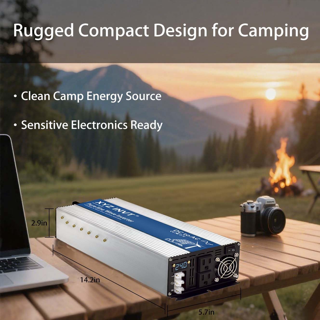XYZ INVT 3000W Pure Sine Wave Inverter DC 12V to AC 110V 120V Power Inverter with Dual AC Outlets & Hardwire Terminal & LED Display for Solar,Home Backup Power,Outdoor Over 90% Efficiency