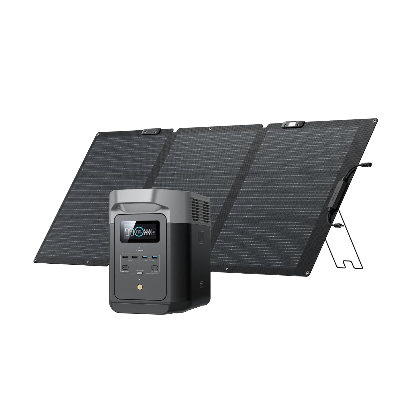 EF ECOFLOW Solar Generator DELTA 2 with 160W Solar Panel, LFP(LiFePO4) Battery, Fast Charging, Portable Power Station for Home Backup Power, Camping & RVs