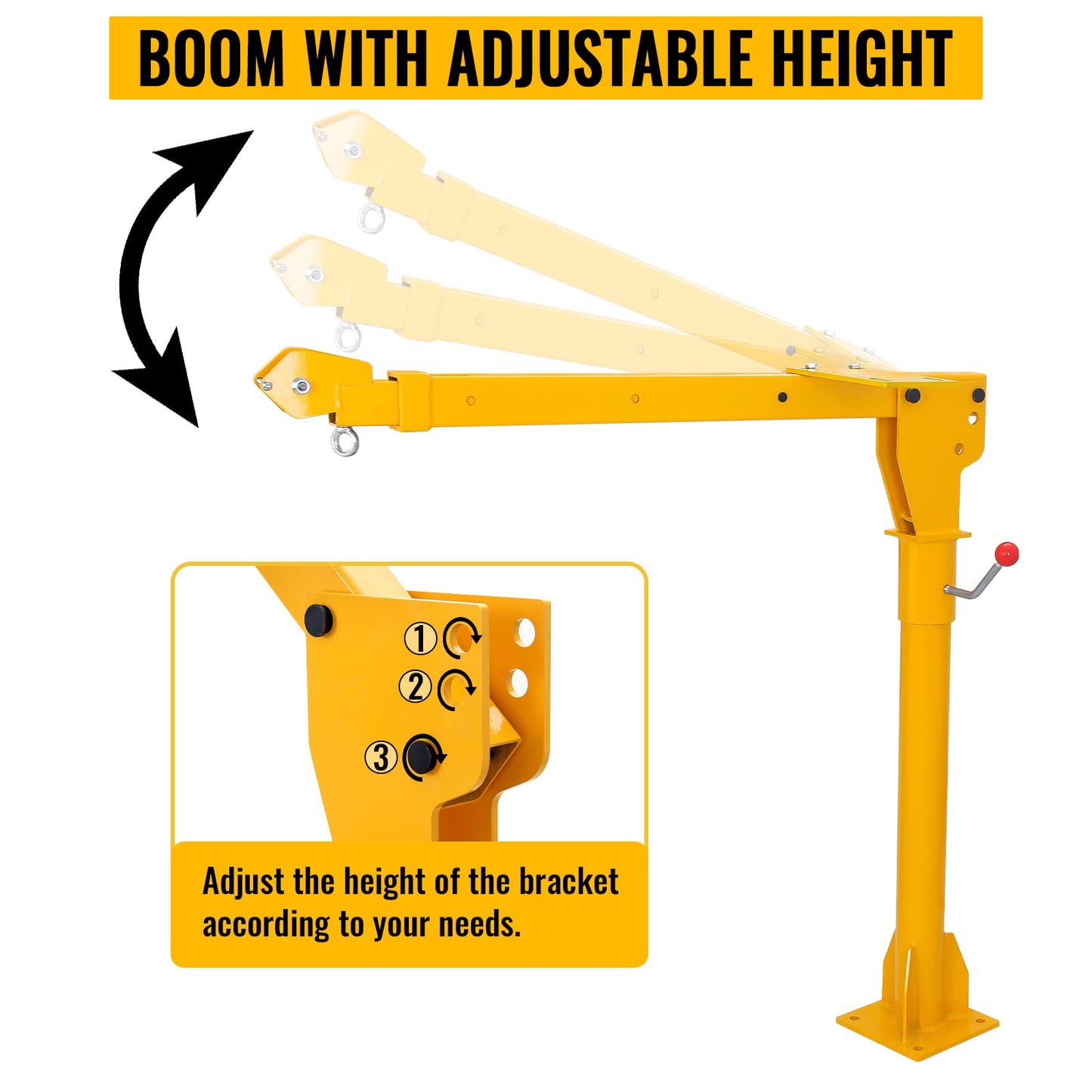 Migoda Davit Crane, 1100 lbs Truck Crane, 360° Swivel Manual Crane for Truck, Crane Hitch for Lifting Goods in Construction, Forestry, Factory, and Transport