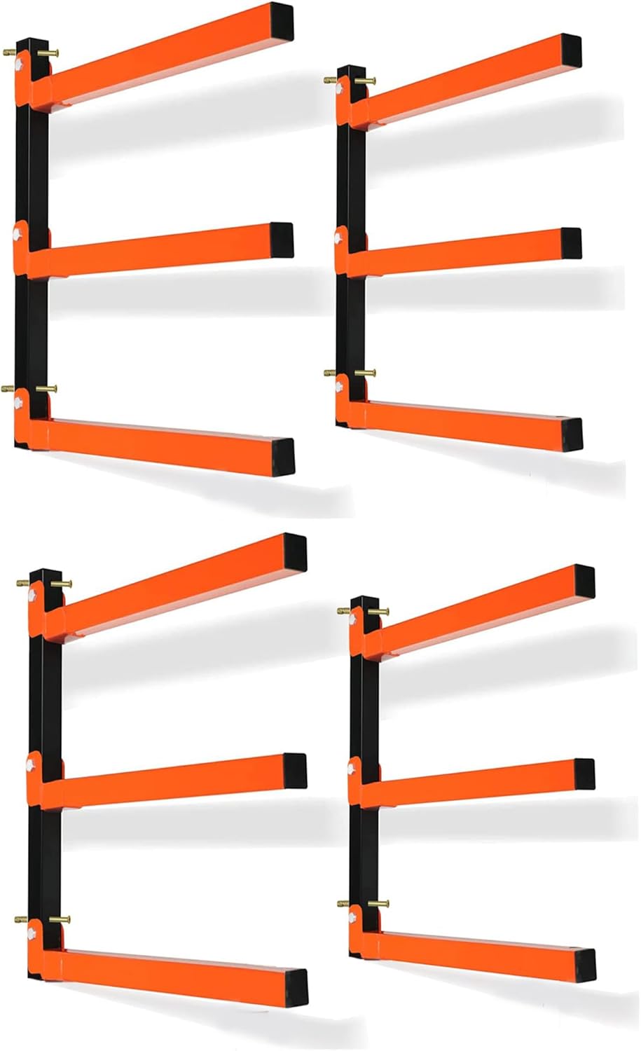 Thanaddo 3-Level Heavy Duty Metal Lumber Storage Rack - Wood Tool Organizer for Indoor & Outdoor Use (4 Pack)