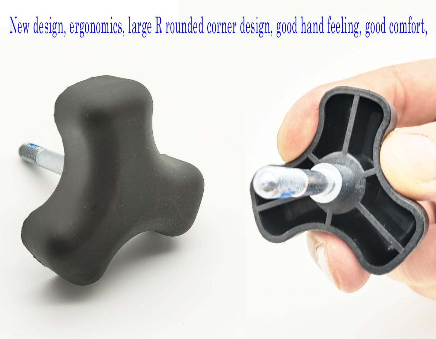 Rollator walker replacement knobs,Universal Rollator Height Adjustment Knob,Deluxe Aluminum Rollator Accessories - 3 Point Knob W/Bolt, Rollator Parts,Ergonomic design,Comfortable and good.(1Pr Black)