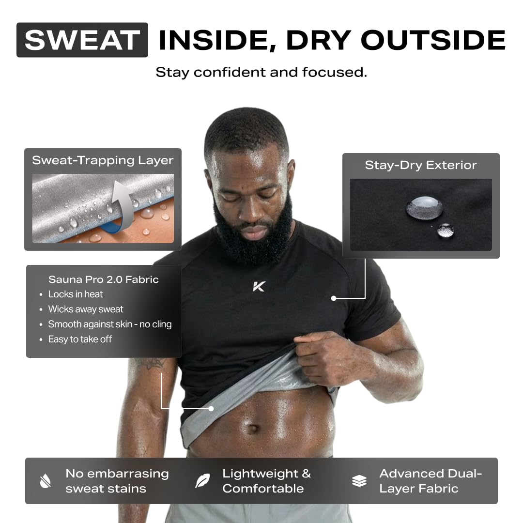 Kewlioo Pro Sauna Shirt for Men, Heat Trapping Pullover Sweat Vest, Men’s Sauna Suit for Exercise, Cardio