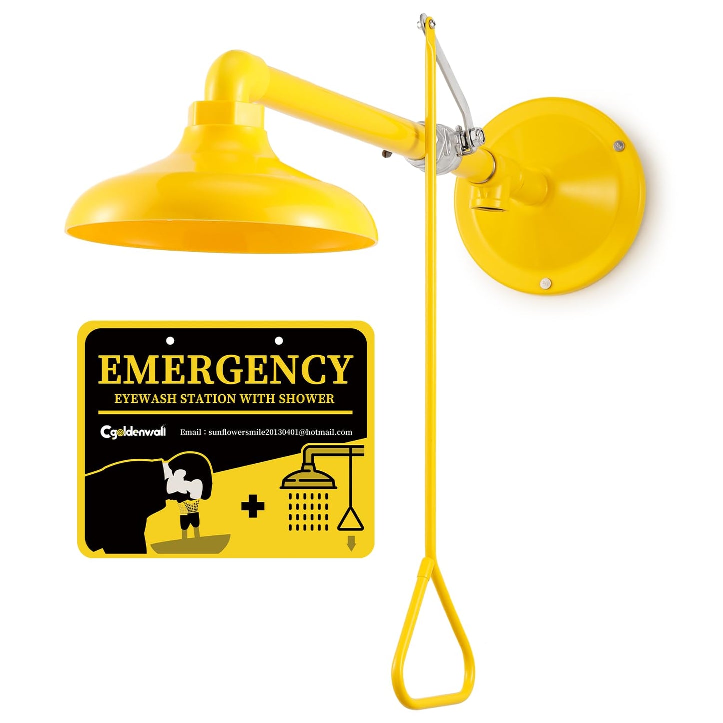 CGOLDENWALL Emergency Shower Safety Shower Station Horizontal Mount Drench Head, 1" NPT Thread, 304 Stainless Steel+ABS Shower Head