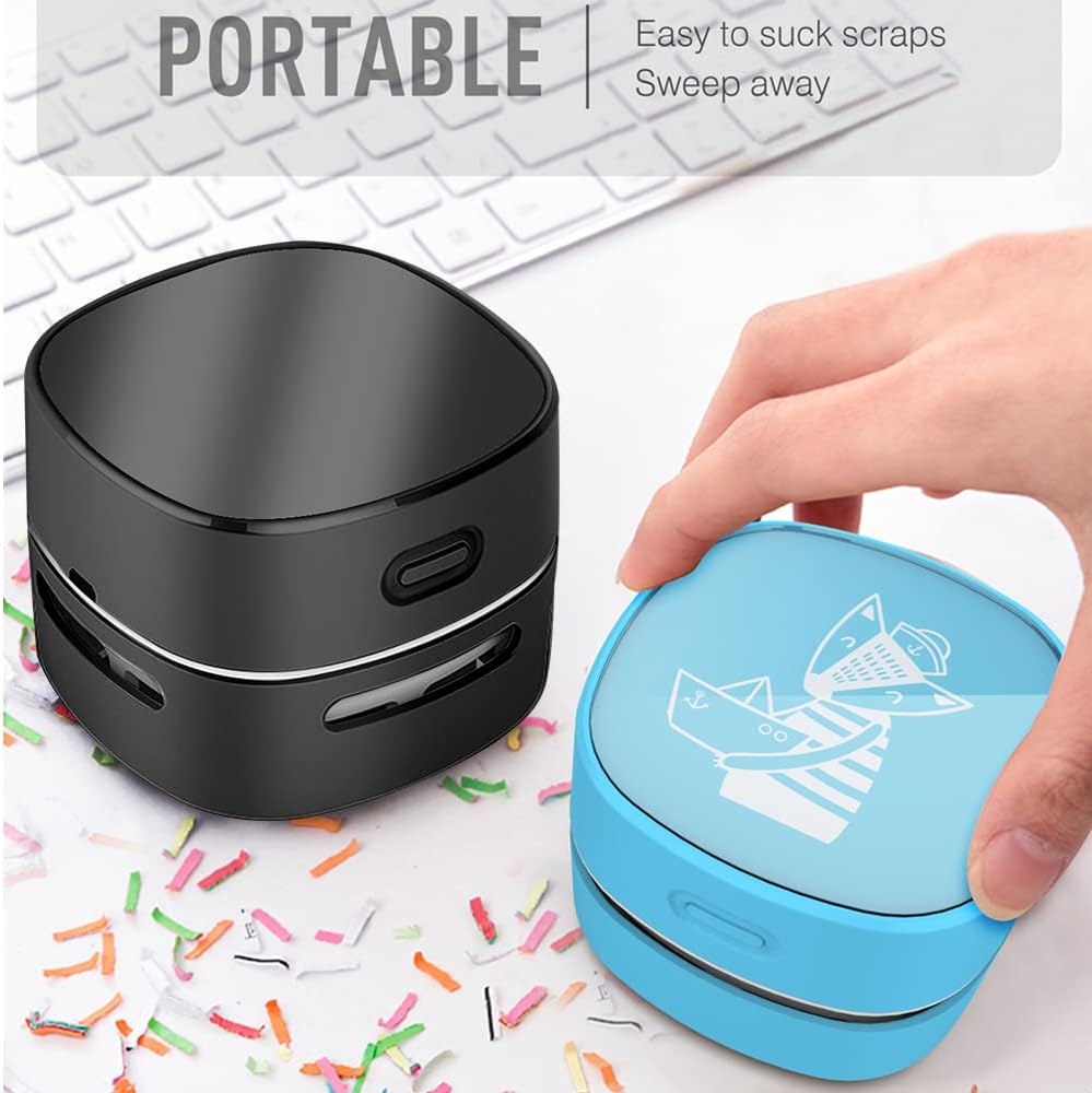 400 mins,360 ODISTAR Desktop Vacuum Cleaner, Mini Table dust Sweeper Energy Saving,High Endurance up to Rotatable