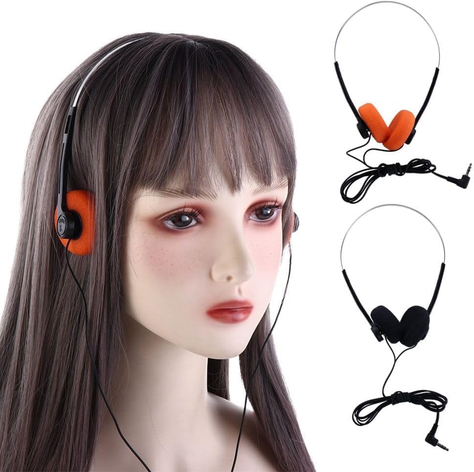 JJLFresheners Orange Retro On Ear Headphones, Wired Stereo Headphones, Lightweight Portable with Adjustable