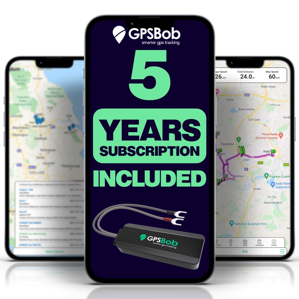 GPSBob 5 Year 4G 12/24v Wired GPS Tracker, All Inclusive, No Monthly Fees, No Subscriptions, One Off Fee, 5 Years Service Included, Car, Van, Truck, Caravan, RV, Plug and Play