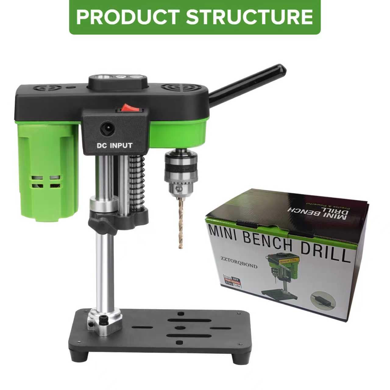 Mini Bench Drill Press,Small Benchtop Drill Press,Two Power Supply Modes,High Precison Low Noise,Compact Benchtop Drilling Machine, DIY Jewelry Making, Metal Wood Working
