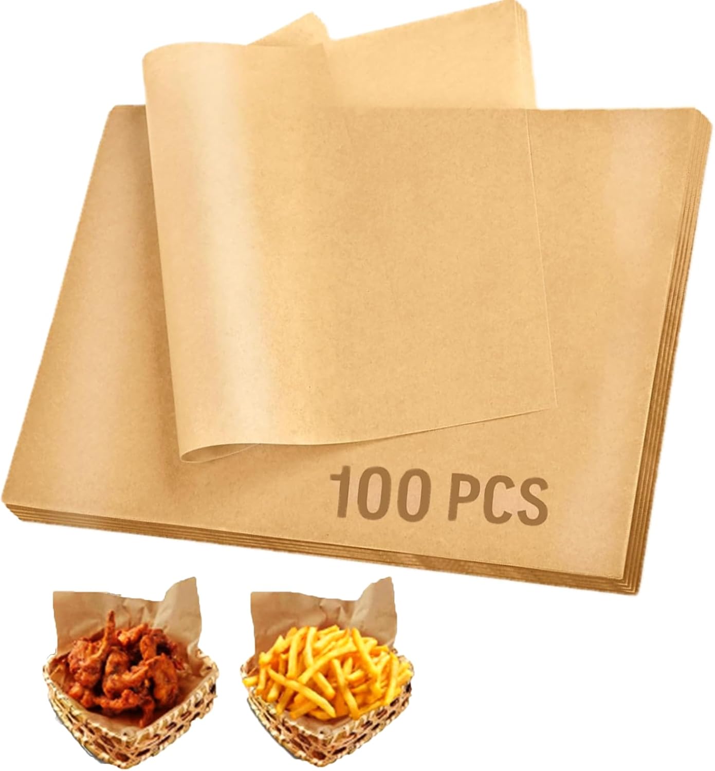 Unbleached Parchment Paper Sheets - 100 Pcs Baking Paper for Perfectly Baked Goods
