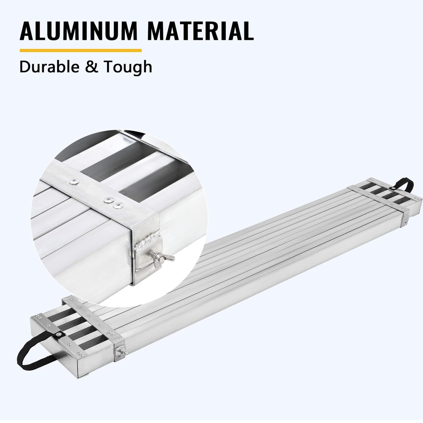 Aluminum Telescoping Work Plank 6-9 ft, 440 LBS Capacity, Adjustable Extension Work Platform, Non-Slip Textured Scaffolding Plank, Lightweight Ladder Board for Painting, Roofing
