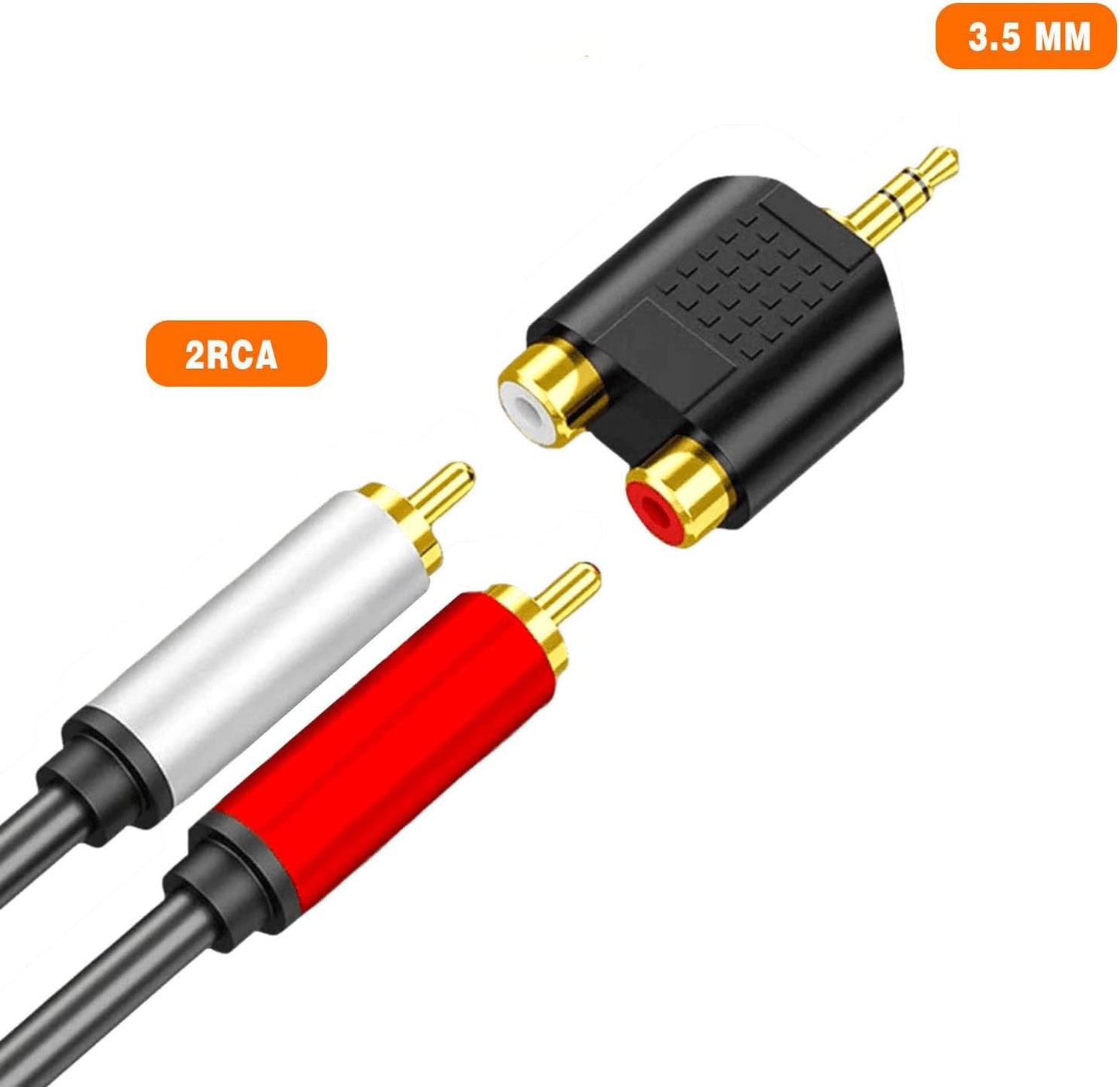 Sairps 3.5 mm 3.5mm Adapter-2 Pack TRS to Dual RCA Female, Stereo Male to Dual RCA Female Audio Headphone Jack