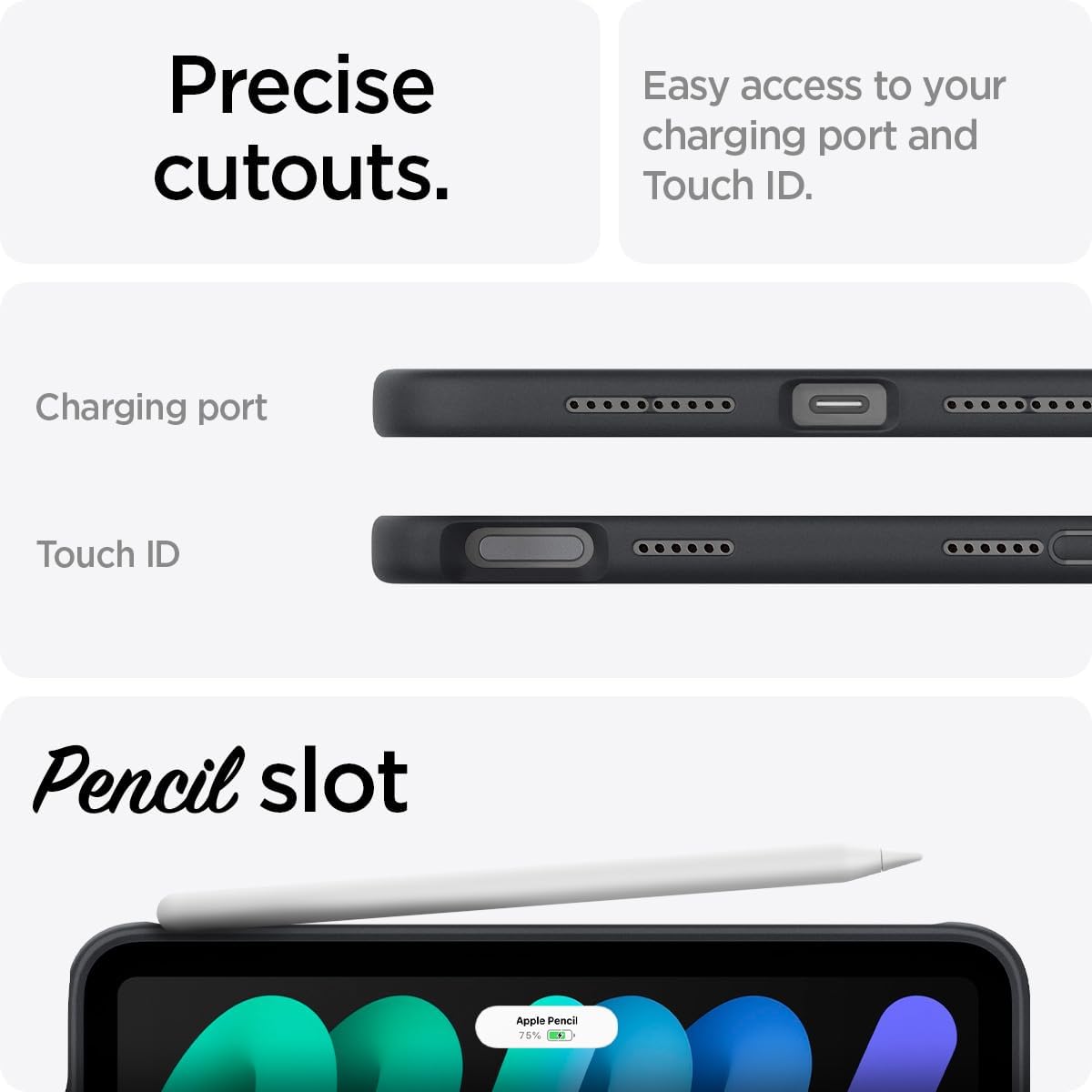 Spigen 7 A17 (2024), 8.3 Inch 7th/6th (2024/2021), for iPad mini Case Pro Nano Pop iPad mini Generation Case Black