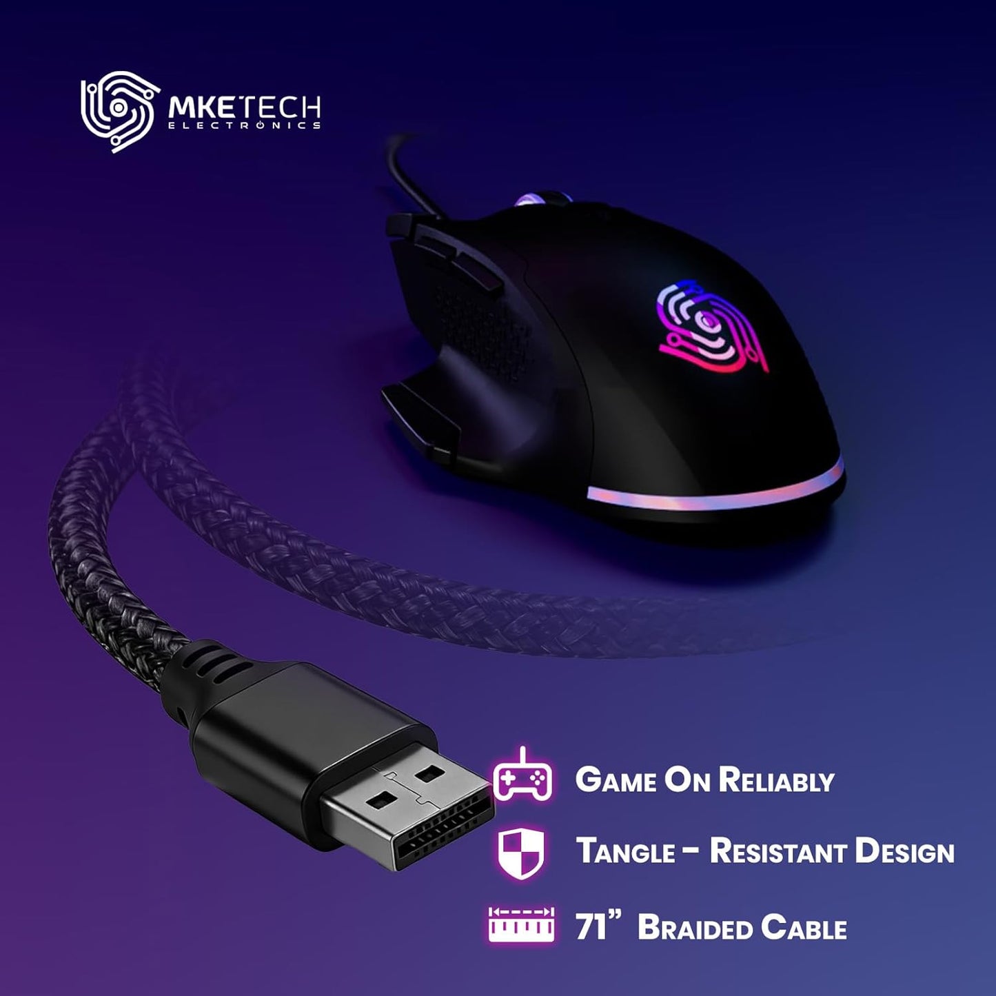 MKETech Electronics 8 Programmable 6 Wired Mouse for Gaming USB Computer Mouse with Buttons, Adjustable DPI