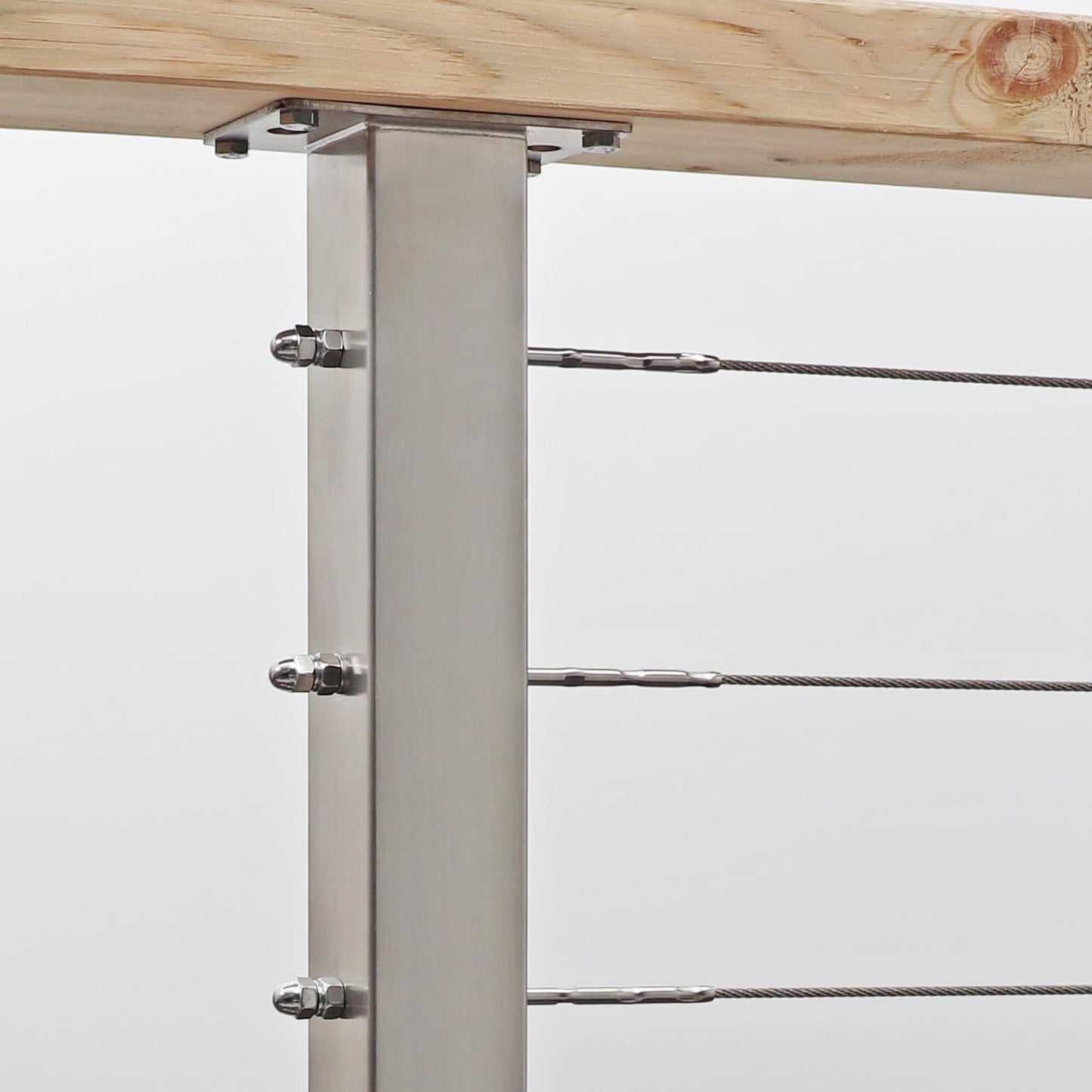 Mayset 36" 2 Pack Stainless Steel Cable Railing Post 2"×2" with 1/8 Cable Railing Kit, Level drilled (2, 36 Inch)