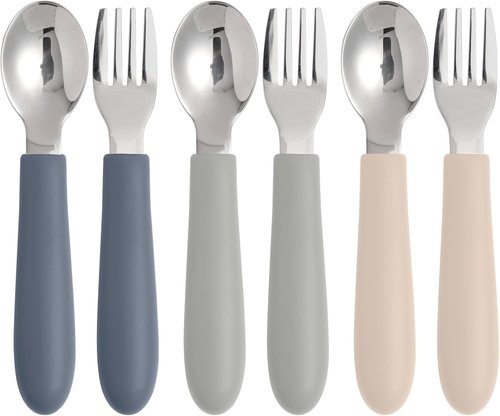 Eascrozn Kids Silverware Set - 6 Pack Toddler Utensils with Silicone Handles | Safe Forks & Spoons, Dishwasher Safe