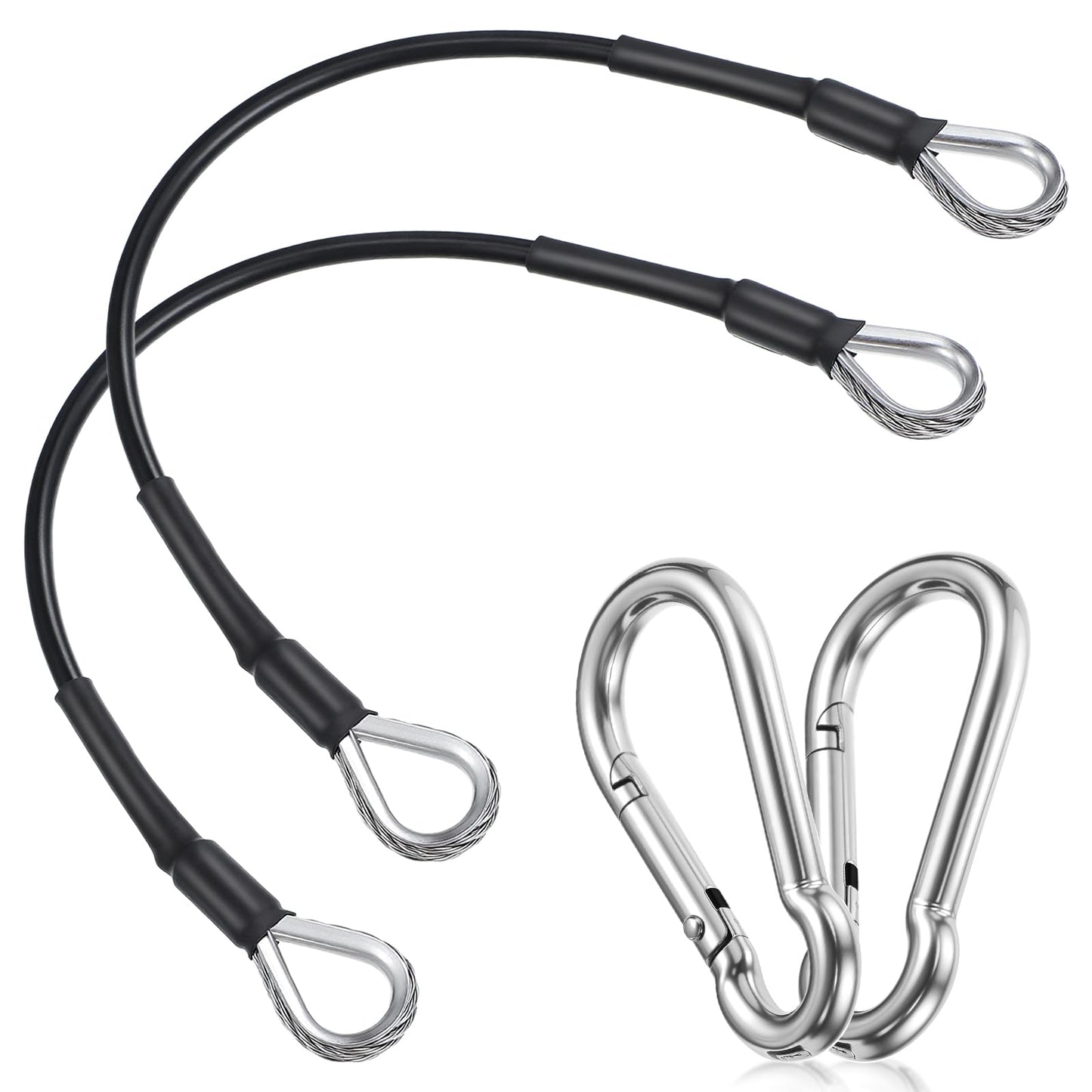 2PCS Gym Cable Extension, 0.2" Thick Pulley Cable Machine Attachment Fitness Extension Steel Wire Rope Replacement, Compatible with Home Gym for Lat/Tricep Pull Down, Leg Extensions Machine(10")