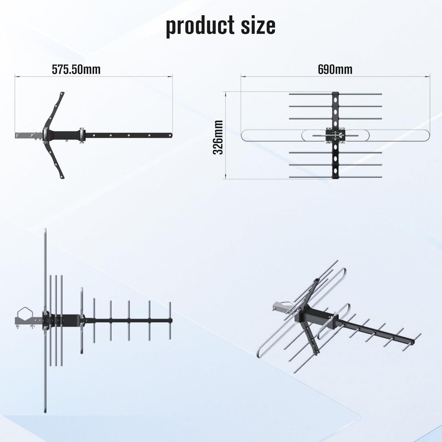 Mornixol 70-Mile 4K, 1080P, Outdoor TV Antenna, Range Digital TV Antenna, Easy No-Tools Installation