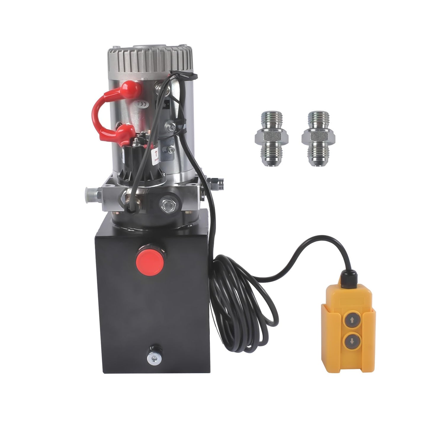 Mixizap 12V Hydraulic Pump, 4 Quart Single Acting Power Unit, 0.91 GPM Flow, 3200 PSI, for Dump Trailers, Tippers, Car Lifting, Log Splitters