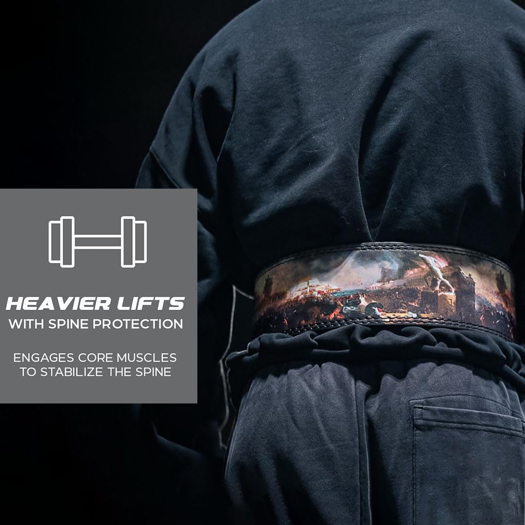Katamu Fall of Rome USPA & IPL Approved Lever Belt — Premium 10mm and 13mm Leather Powerlifting Belt for Men and Women, Steel Lever Buckle, 4 Inch Back Support for Deadlifts