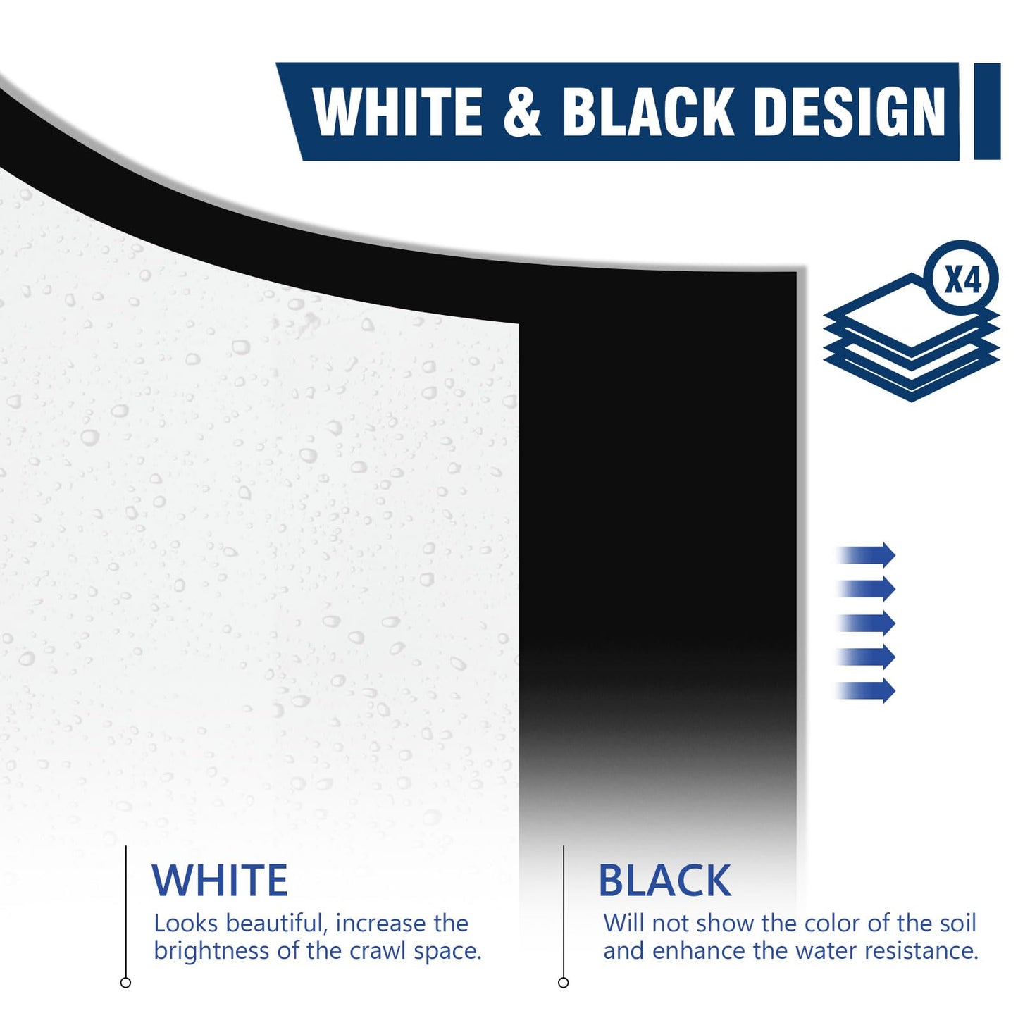 Spirecover Crawl Space Vapor Barrier, 10 mil 10'x100', Thick Plastic Sheeting, Drop Cloth Vapor Barrier Covering for Crawl Space Encapsulation, Heavy Duty Plastic sheeting, Black and White Panda Film