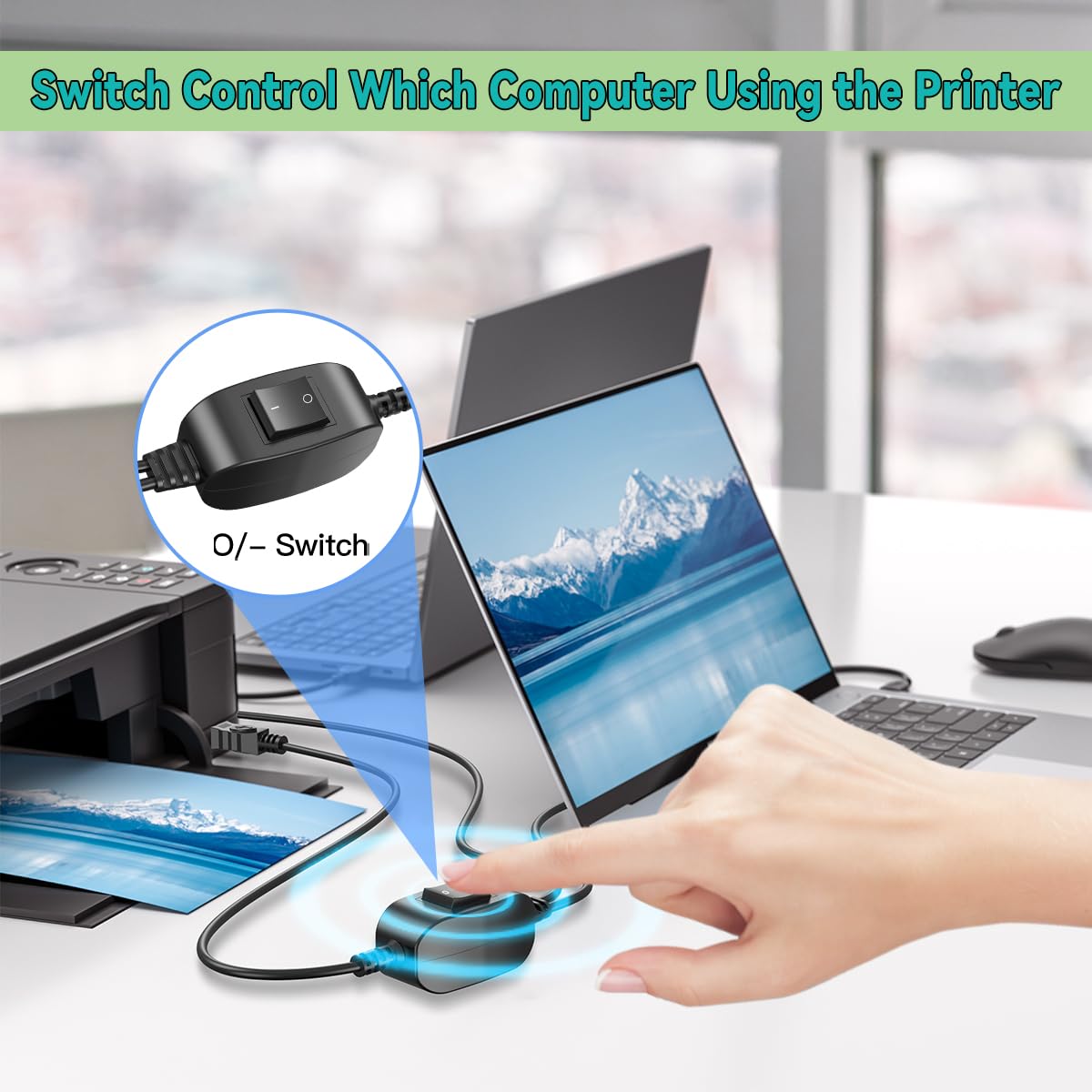 1 2 2.5M/8FT, Herfair Printer Cable Splitter in Out Printer Splitter for Two Computers USB-B Male to Dual USB Male Y