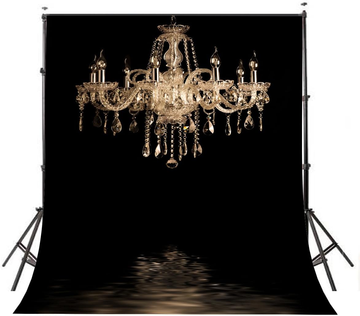 LYLYCTY 5x7ft LY024 Luxurious Chandeliers Photography Background European Gorgeous Crystal Chandelier Black Backdrop