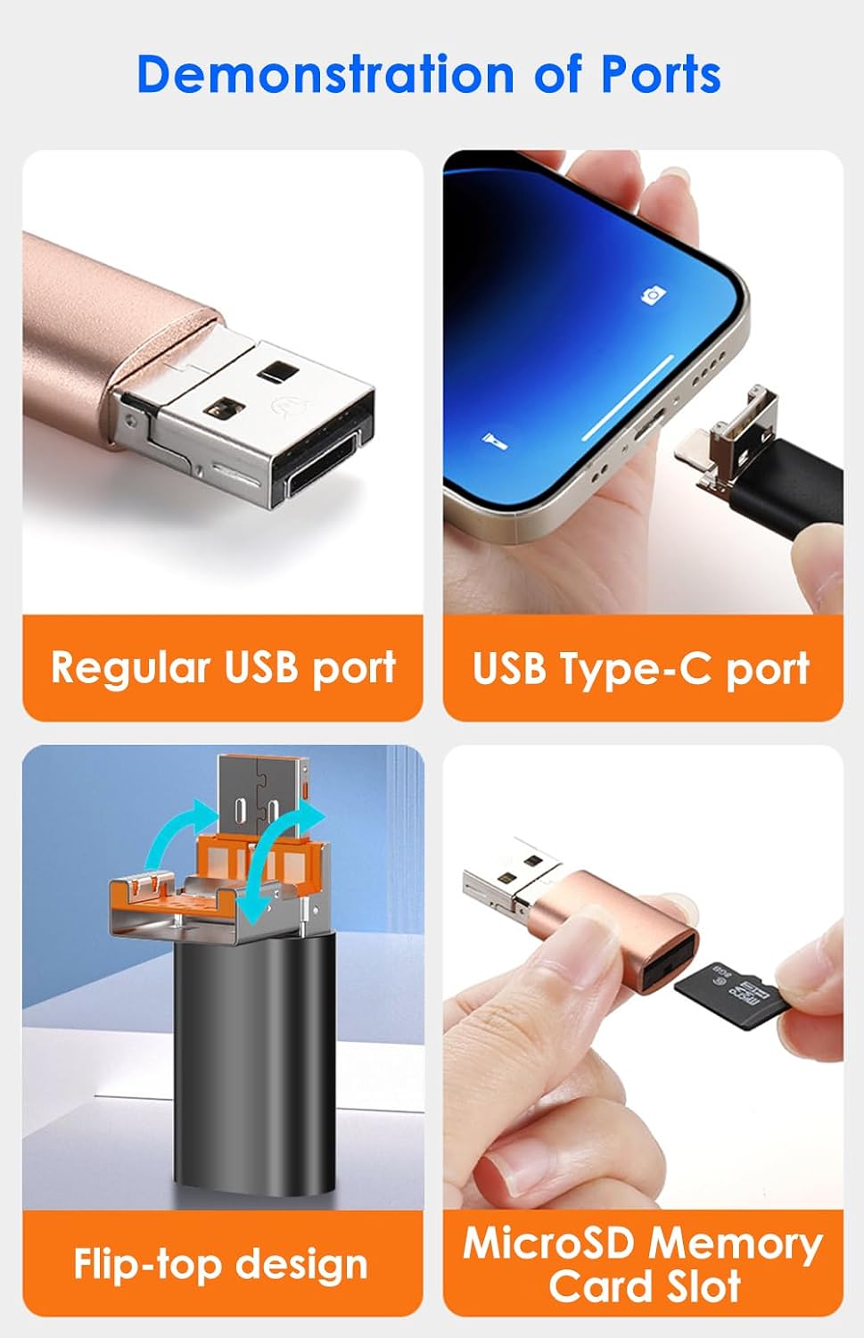 Mepsies 2-in-1 Micro SD Card Reader, USB C to SD Card Reader, USB and Type C TF Memory Card Reader, USB OTG Card Reader