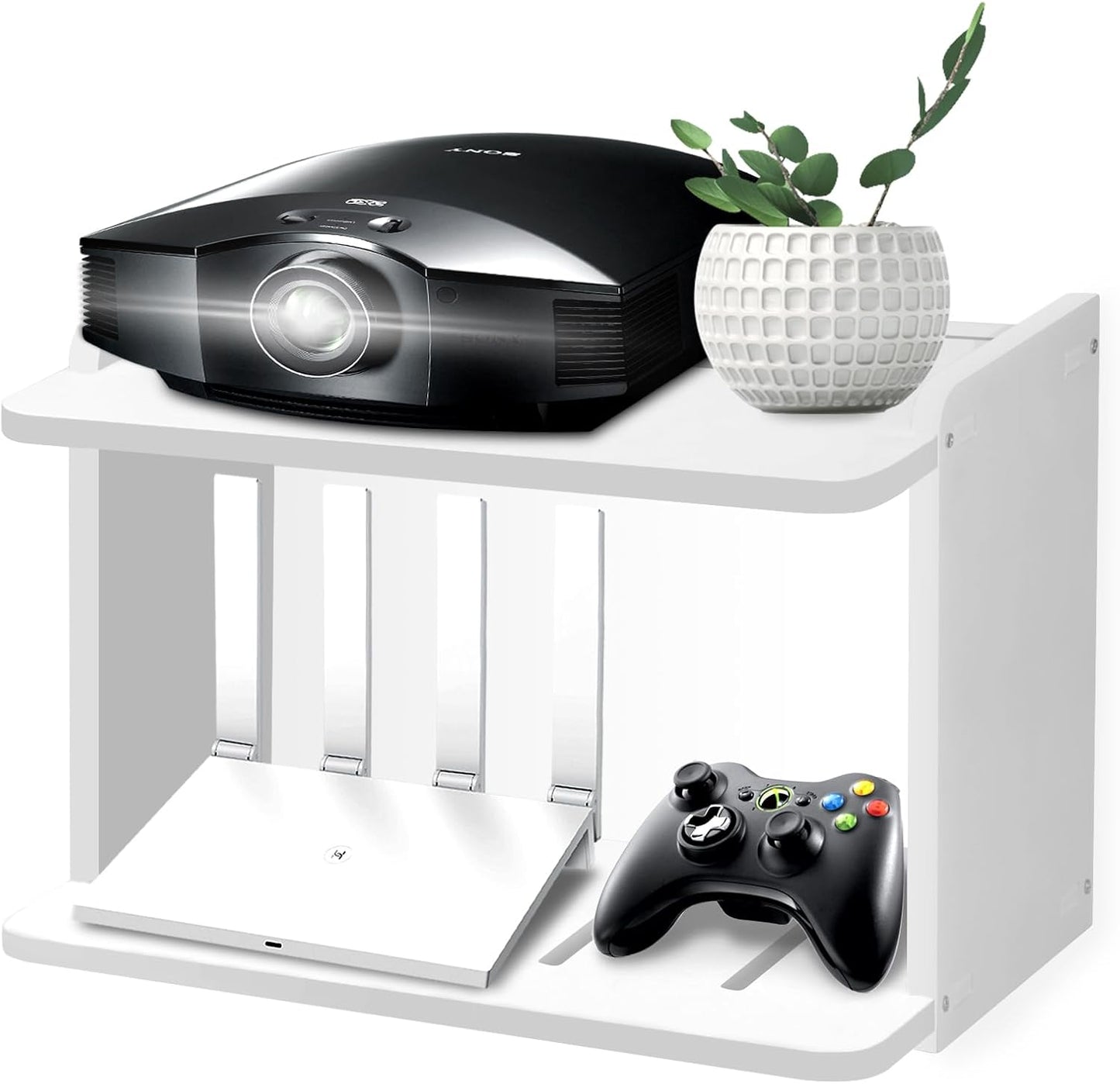 Yemotopro 2 Projector Shelf for Wall Thickened Big Space Heat Dissipation Layers Shelf for Projector, WiFi Router