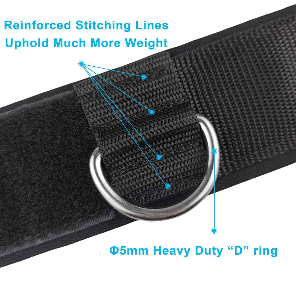 YCYU Padded Ankle Cable Straps for Cable Machine, Ankle Cuffs for Kickbacks Glute Leg Extensions for Men and Women, Great for Bodybuilding Gym Fitness Booty Workouts - Silver 2 Pack
