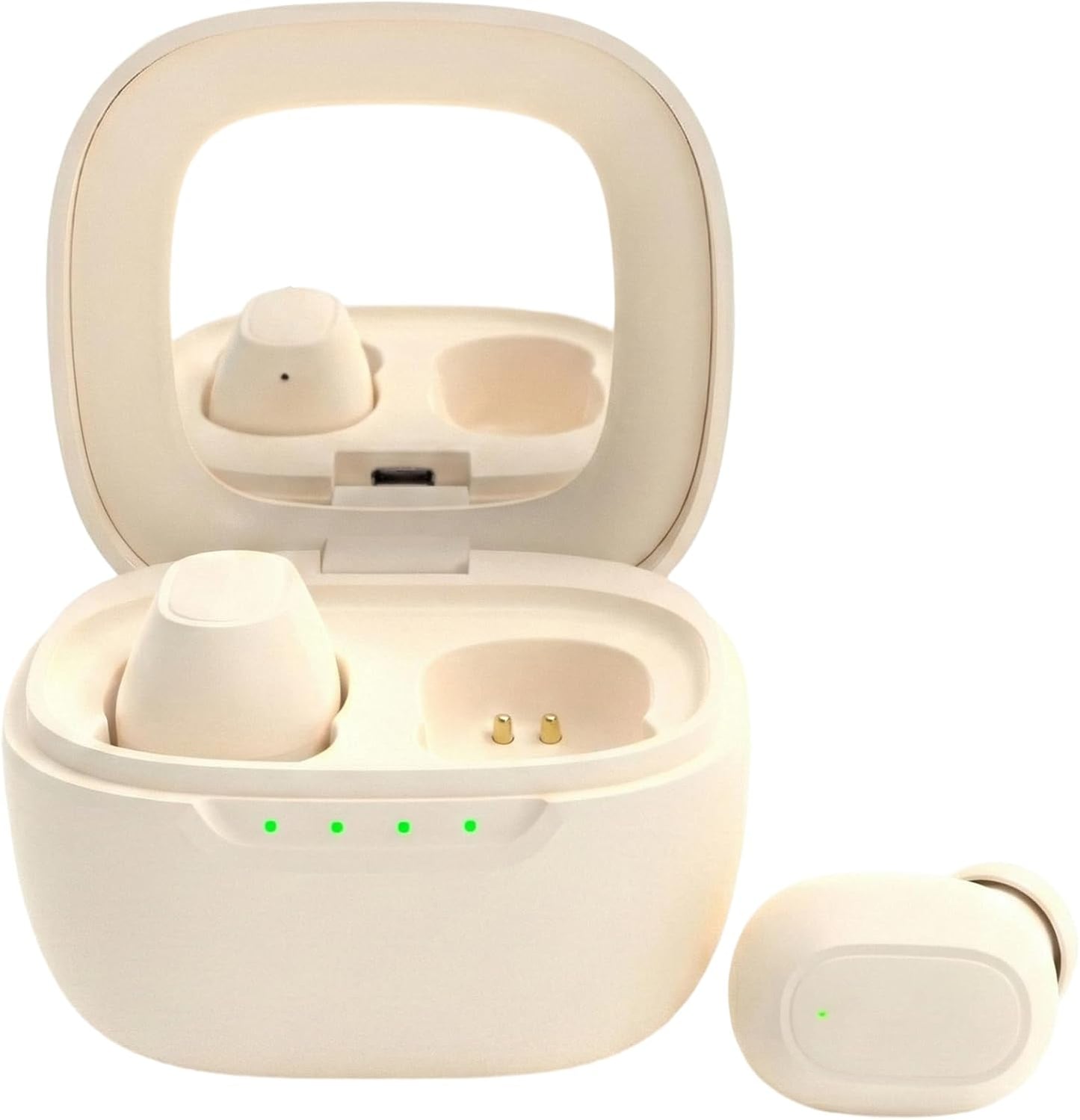 STUPIDYIN 5.3 30H IP54 Wireless Earbuds, Bluetooth Headphones with Makeup Mirror Charging Case, Semi-Transparent