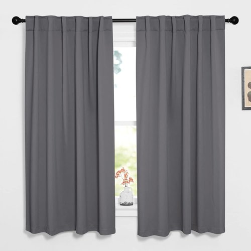 NICETOWN Blackout Curtains - Thermal Insulated Light Reducing Draperies | 52" x 63", Grey, 2 Panels