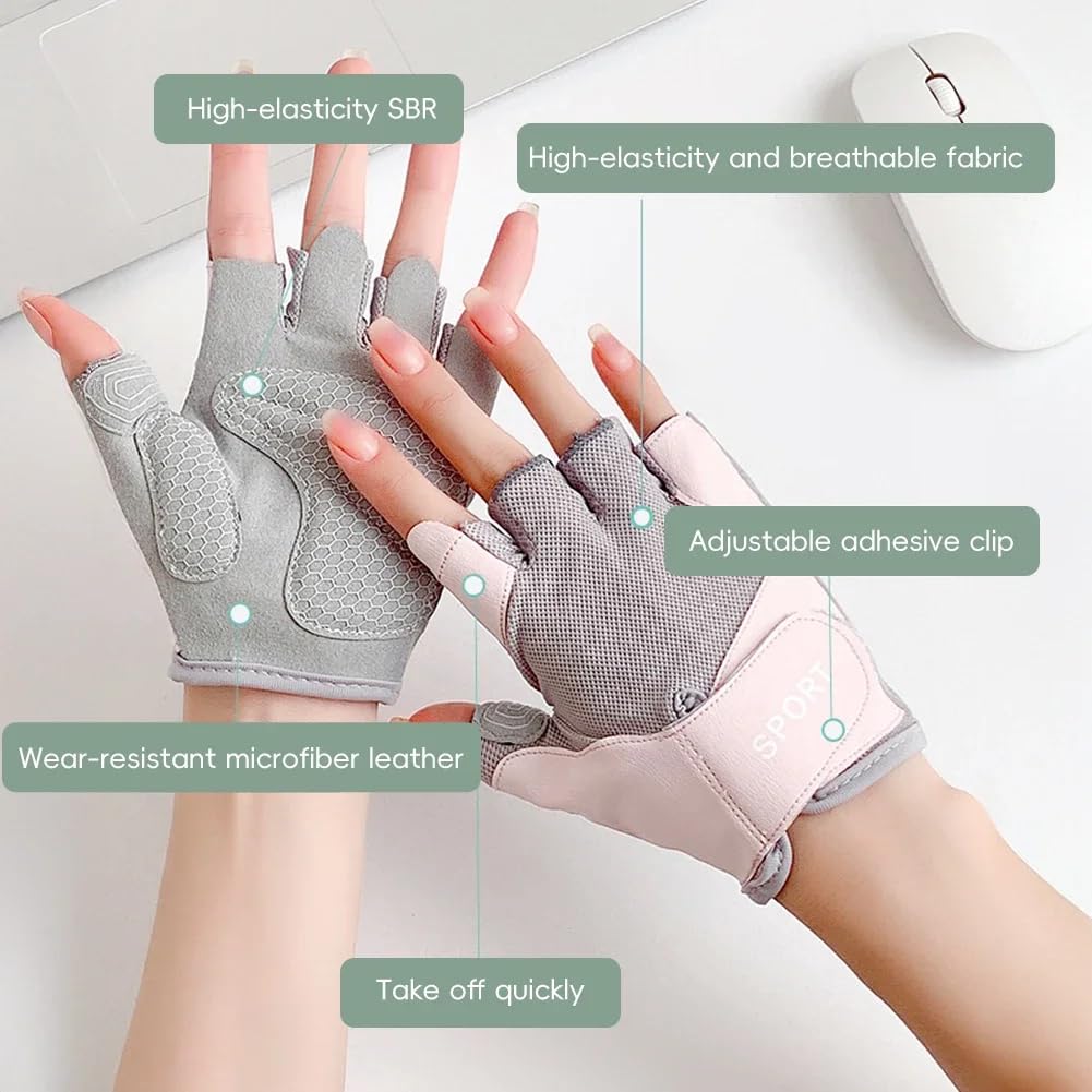 Utaly Breathable Workout Gloves Women & Men Half Finger Gym Gloves Anti-Slip Shock Absorption Lightweight Exercise Gloves for Weightlifting, Cycling, Yoga, Training & Fitness