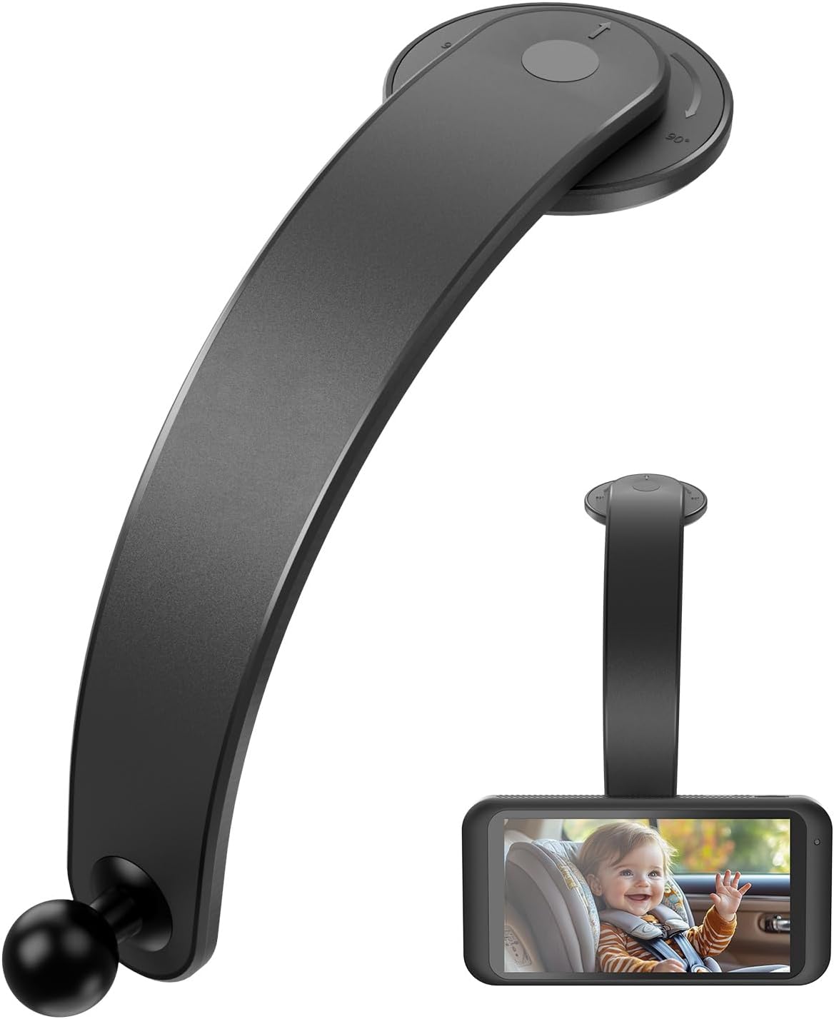 LUCKVIEW 17mm 360 Ball Mount for Baby Car Camera - Adjustable Bendable Monitor Stand with Strong Adhesive Base