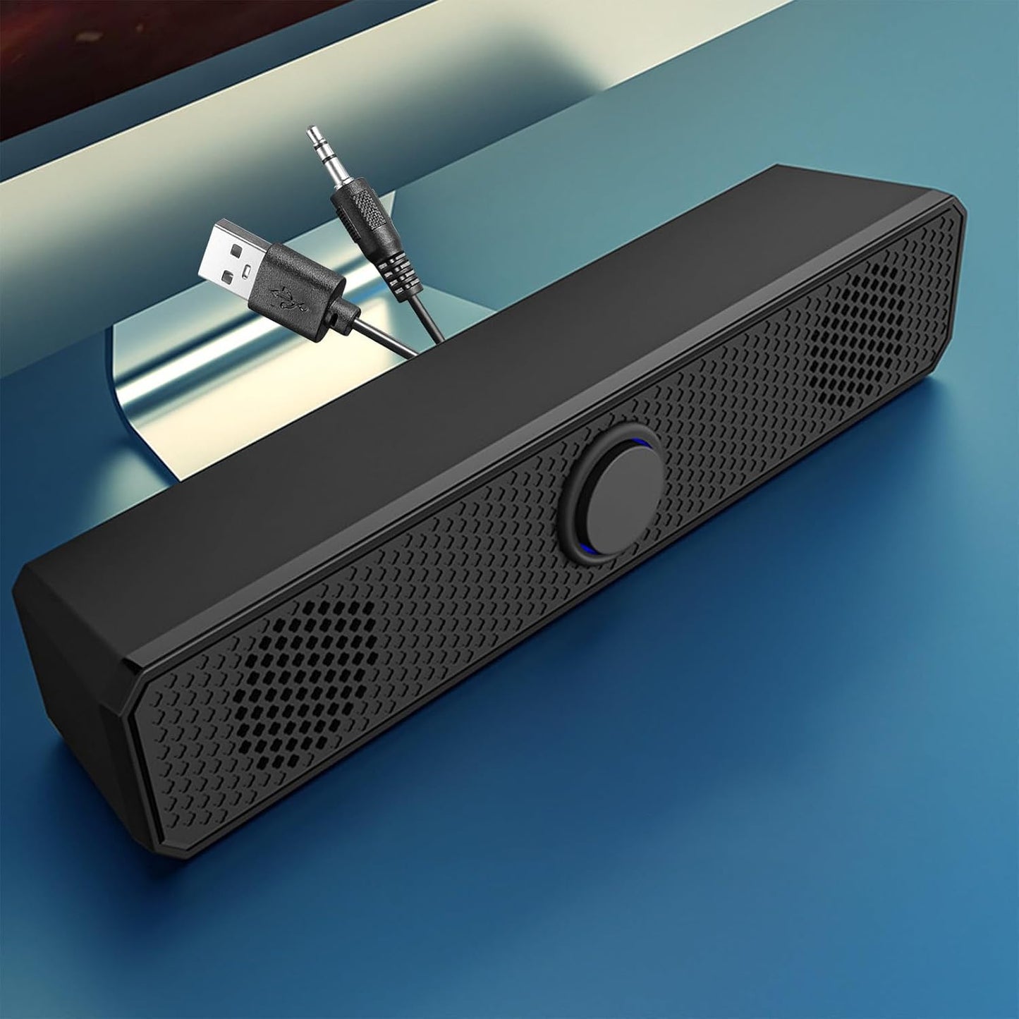 Lovskoo 360 Wired Computer Speakers for Desktop Pc Laptop HiFi Gaming Speakers with Volume Knob Noise Cancelling USB