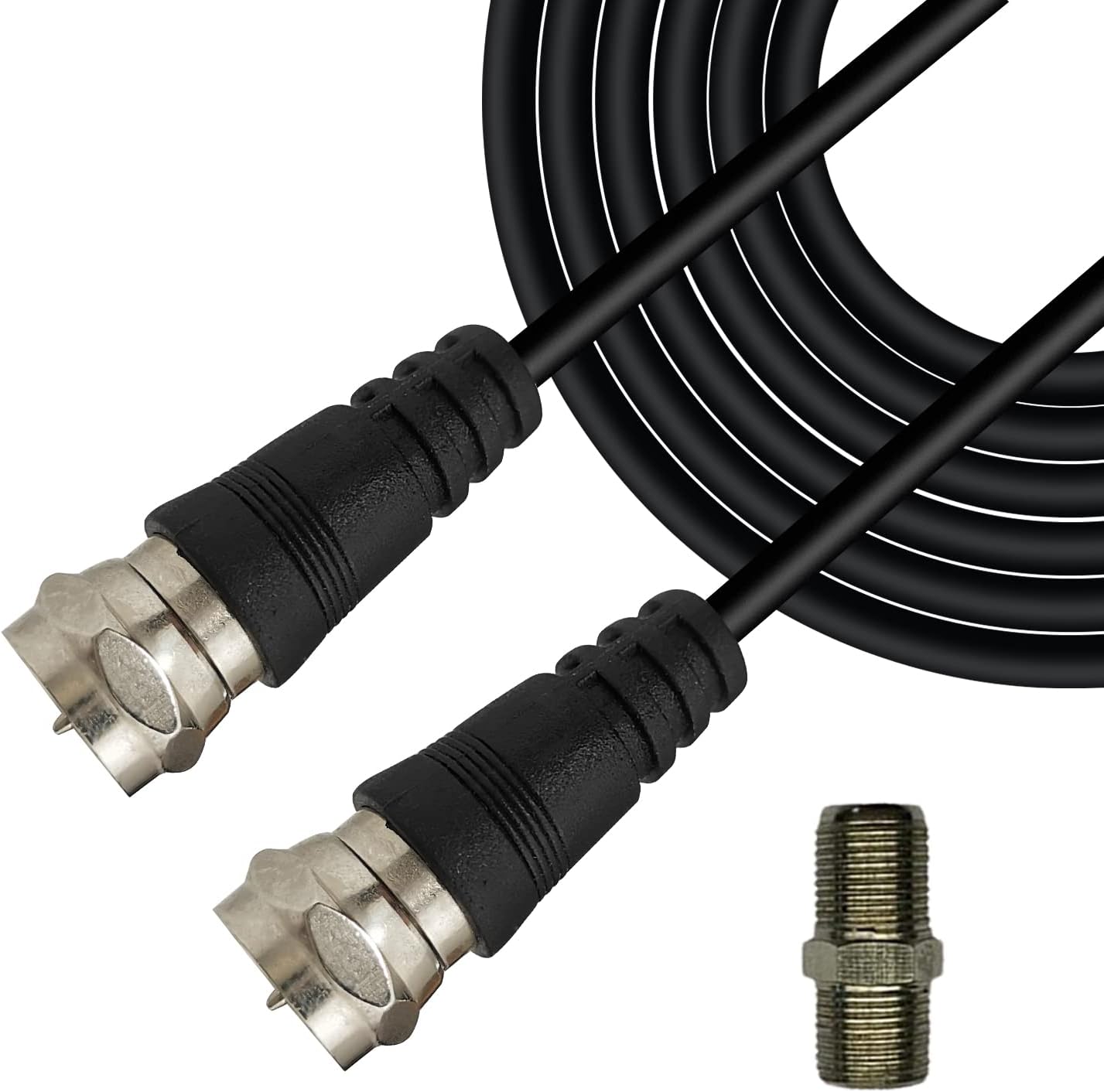Chaowei Cable(15ft) Extension-15 TV Antenna Extension Coaxial with Coaxial Coupler,F Type Connector-Ideal for Digital