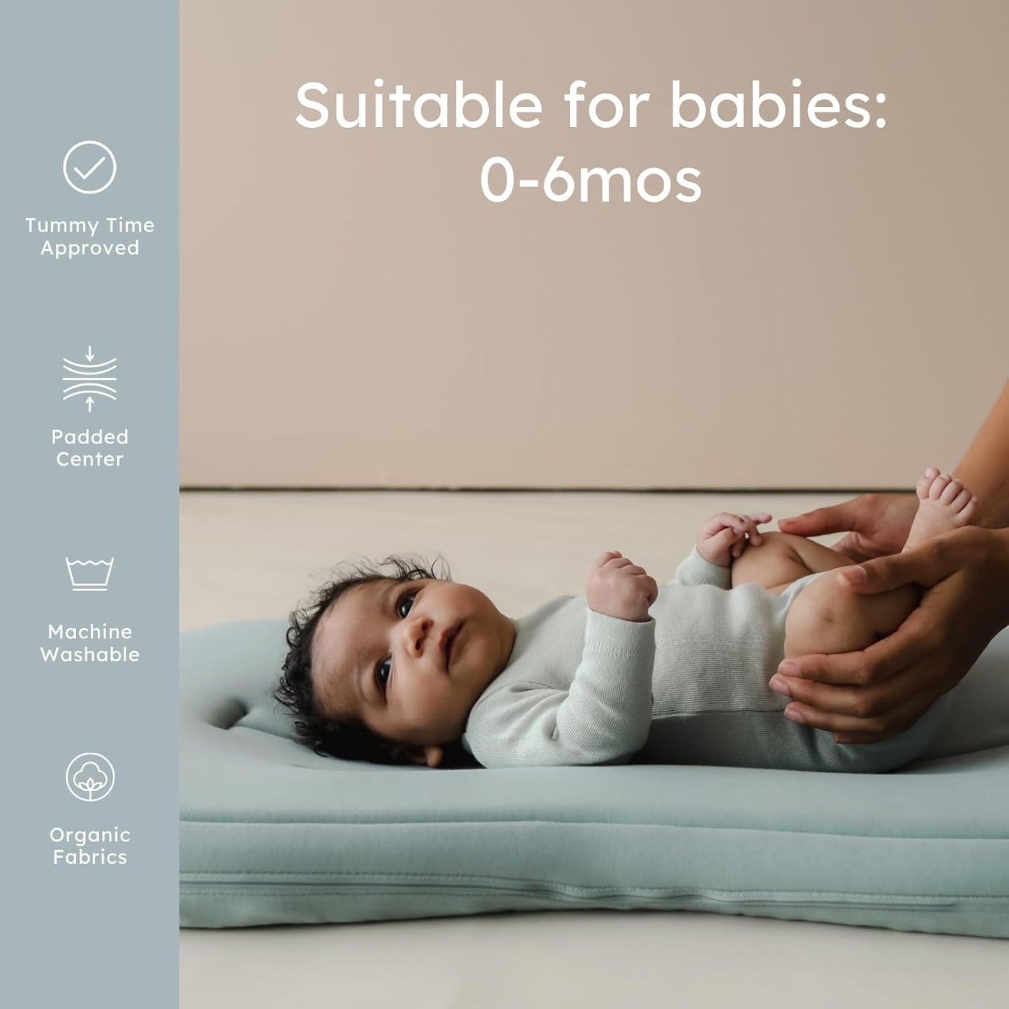 Snuggle Me® Baby Lounger - Premium Organic Cotton Infant Nest with Foam Core, Machine-Washable | Slate (0-6 Months)