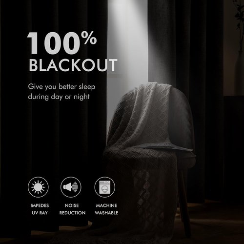 MIULEE 90-Inch Linen Texture Curtains - 100% Blackout Thermal Insulated Sage Green | Room Darkening Draperies (2 Panels)
