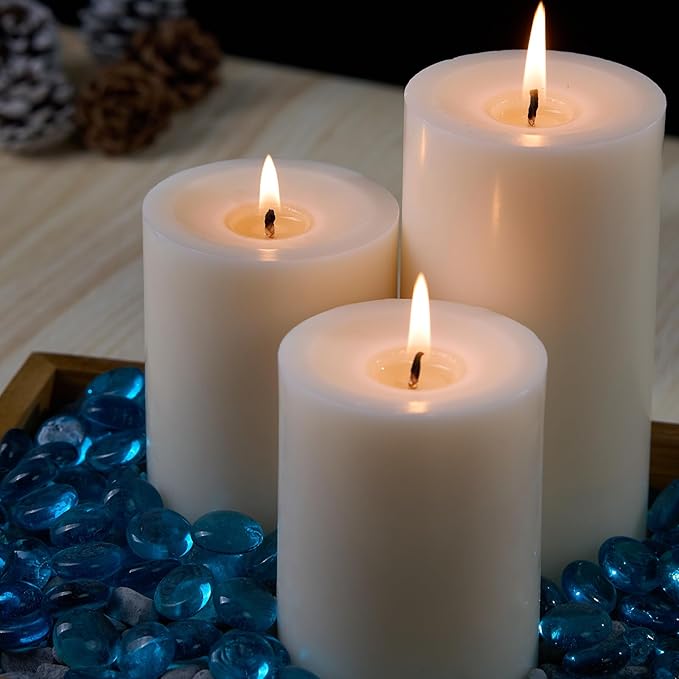 Pillar Candles White, Unscented Pillar Candles Bulk, 2.8x6 inch | 75 Hours Burning | Set of 6, Dripless and Smokeless Tall Pillar Candles, for Dinner Table, Wedding, Spa, Aromatherapy, Party