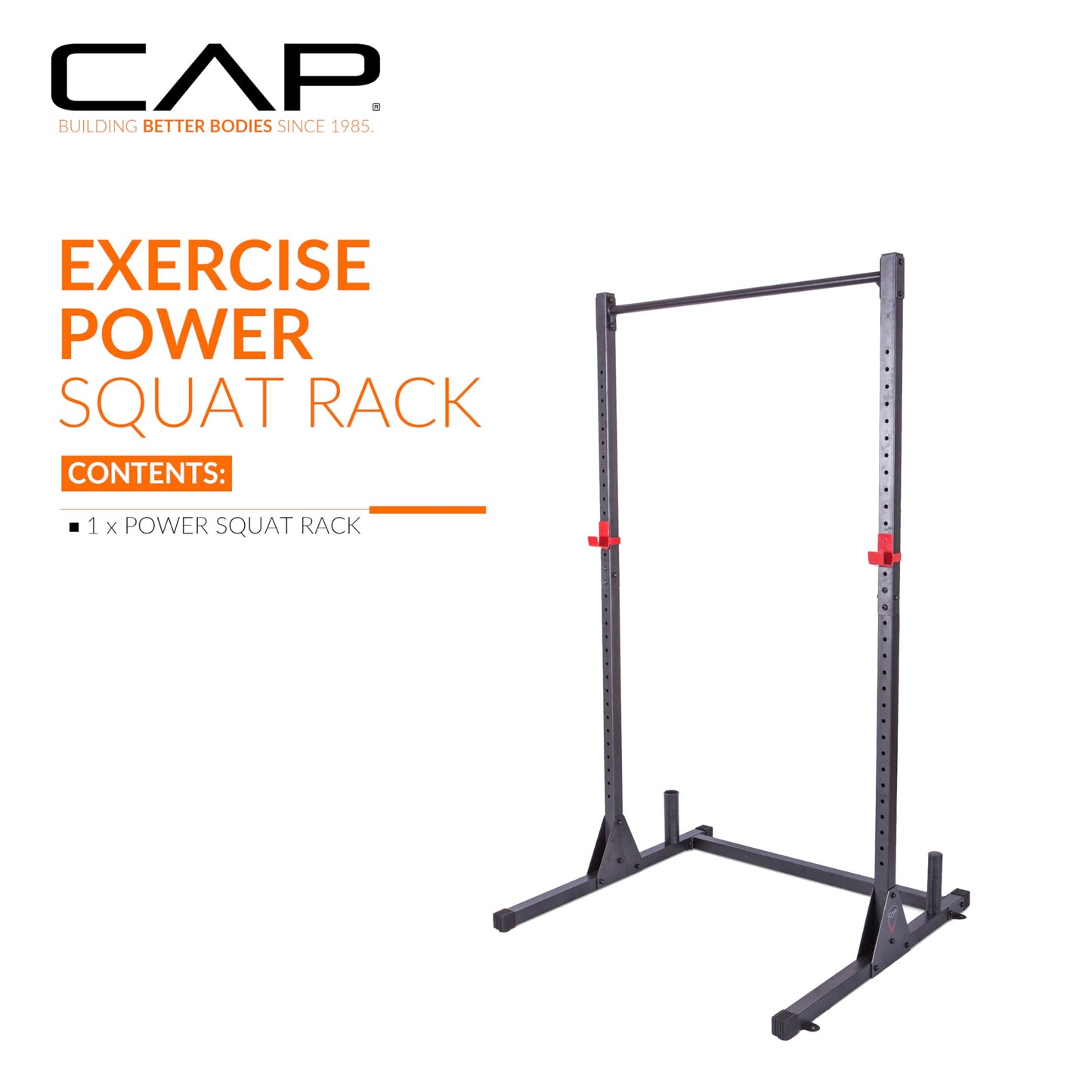 CAP Barbell Power Rack with Pull Up Bar & Attachments - Squat Rack & Strength Training Power Cage for Home Gym - Carbon