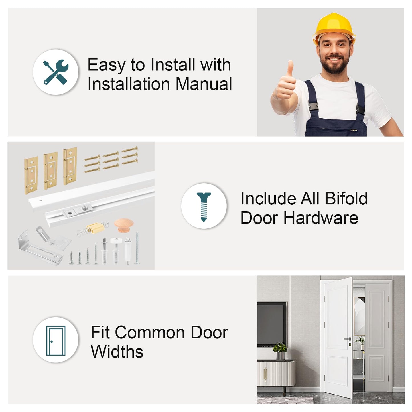 MVRPOWER Bifold Door Hardware with Track, 24 Inch Bi-fold Closet Door Track Kit with Installation Manual