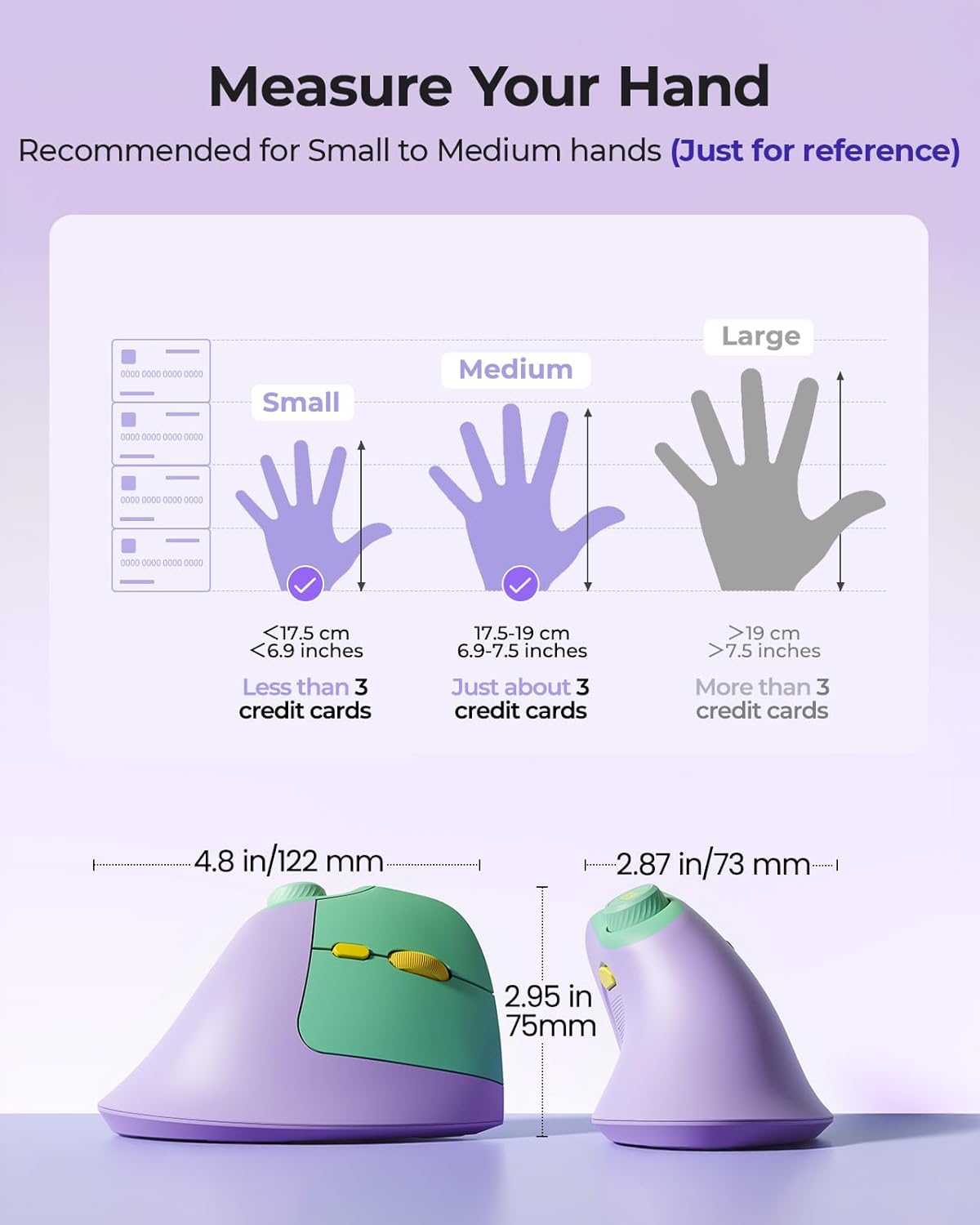 seenda MOU-302 1000/1600/2400 3 Ergonomic Mouse Wireless, Bluetooth Vertical Mouse Rechargeable, Volume Knob, Quiet
