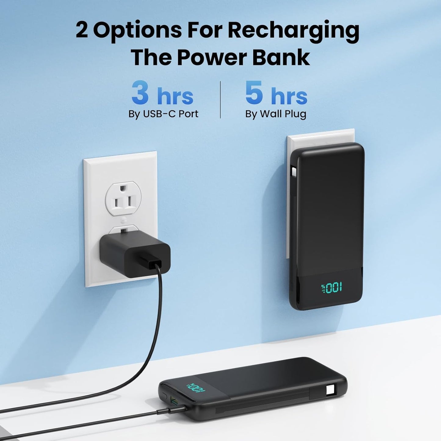 AONIMI iPhone,13800mAh 4 Pack 17/16/15/14,Android,Travel Portable Charger for Slim Power Bank with Built-in Cables & AC