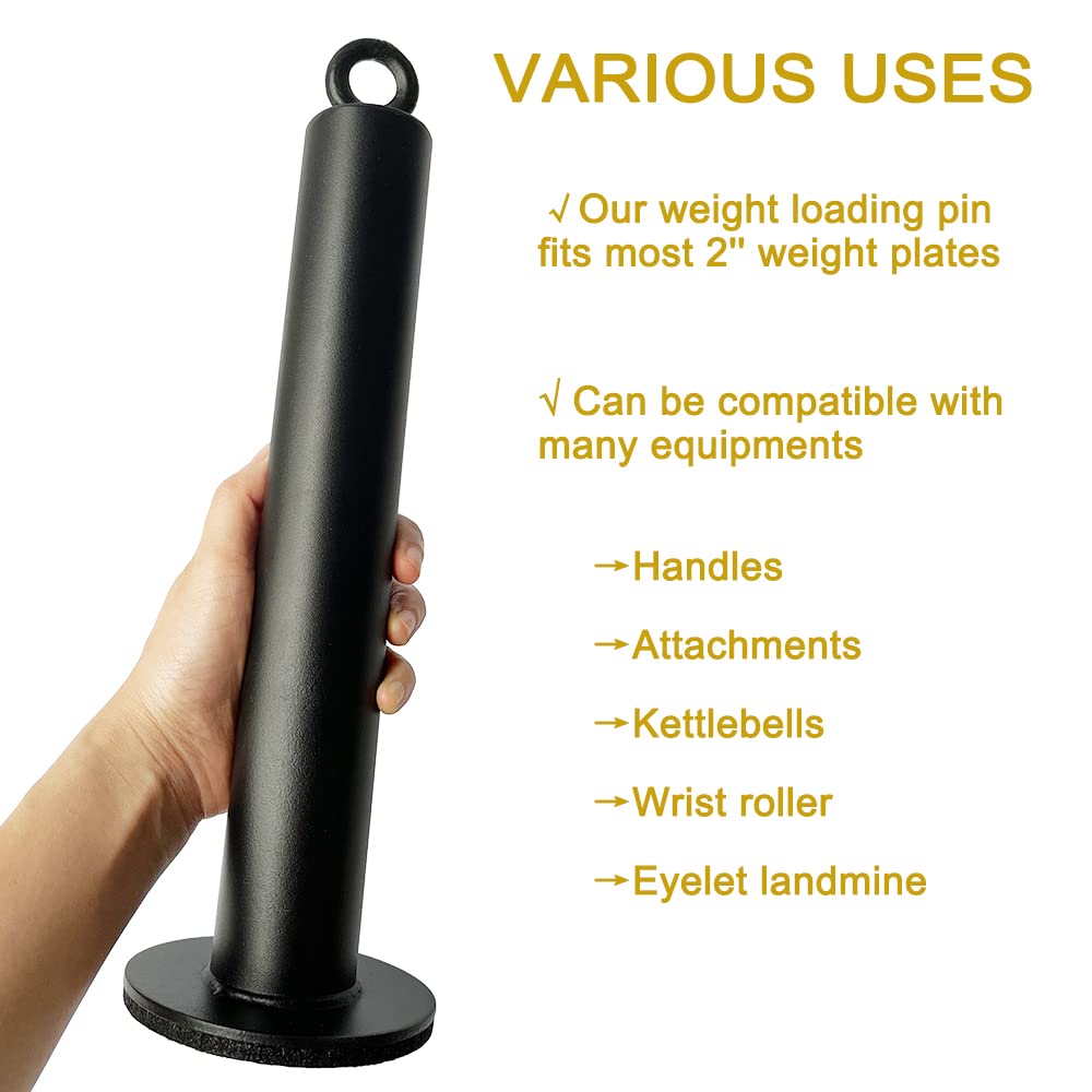 Yaoeruqi Weight Loading Pin 2 inch,Olympic Weight Plate Loading Pin for Cable Pulley System LAT Pulldown,Heavy Duty Gym Equipment Weights Lifting Pin with Carabiner