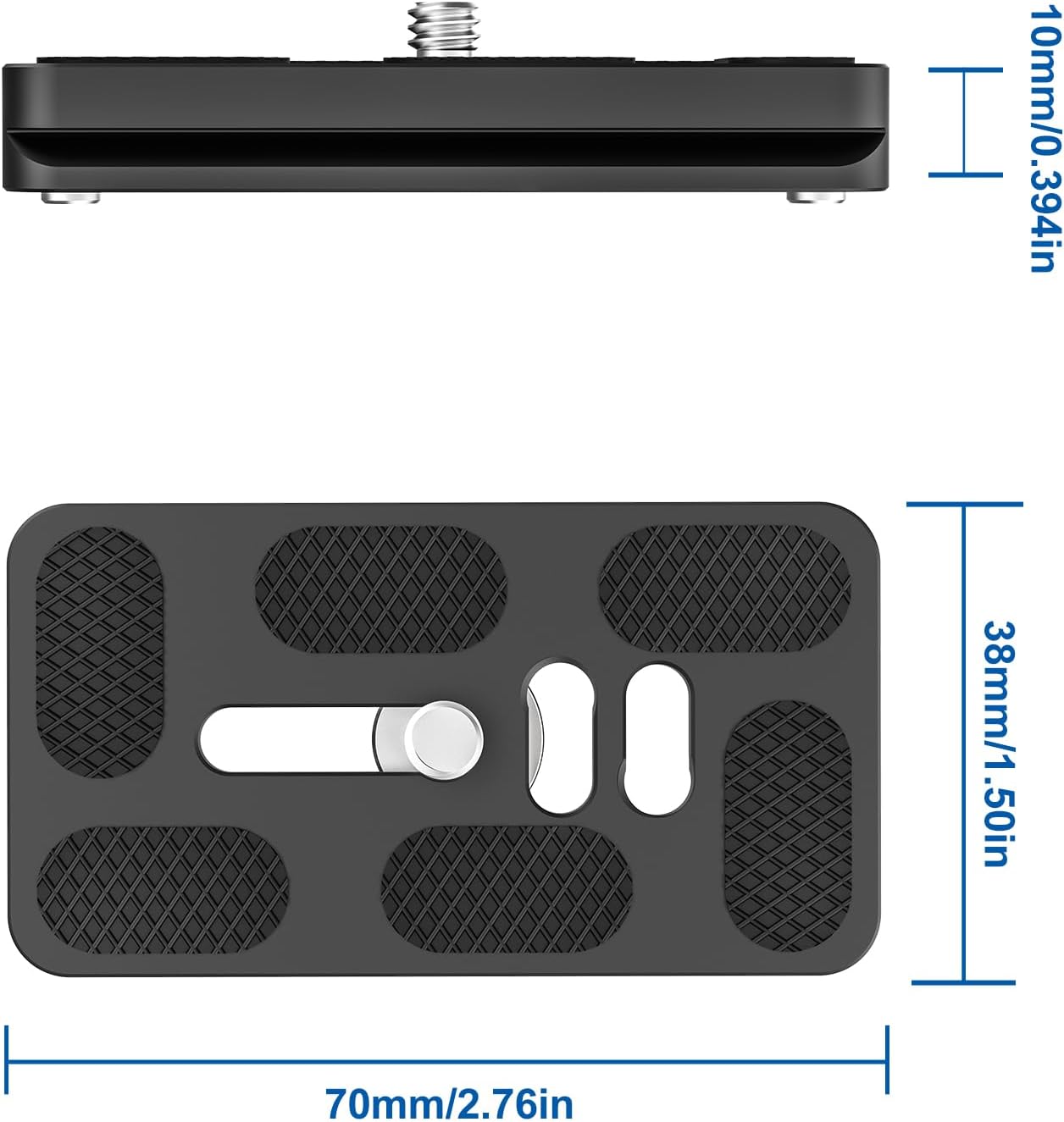 CAVIX PU-70 (1/4-20 Extended Quick Release Plate Lightweight Aluminum Alloy, Arca-Swiss Compatible with Non-Slip Pad