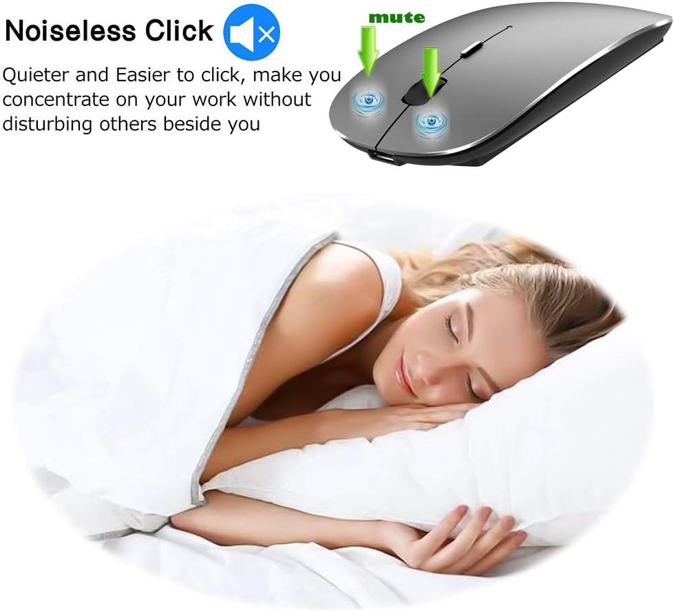 KLO Wireless Bluetooth Mouse for MacBook and More - Rechargeable (Grey)