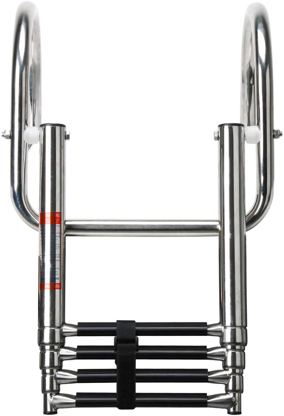 Amarine Made 4 Steps Boat Ladder Folding Pontoon Boat Ladder Stainless Steel Telescoping Dock Ladder 550lbs Capacity for Marine Swimming Pool Lake