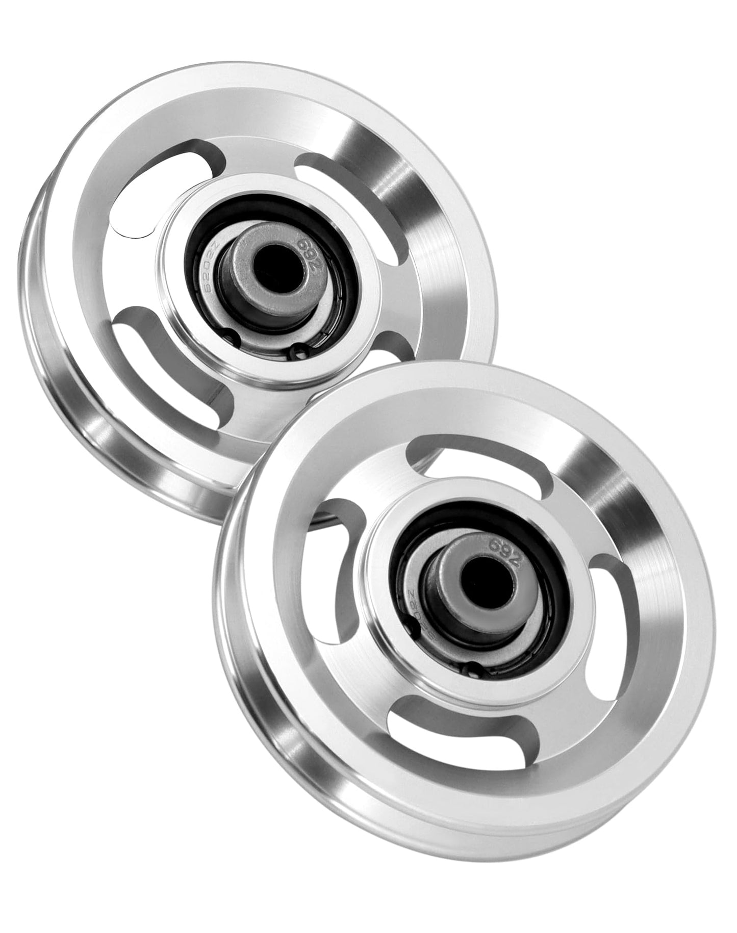 QWORK Universal Aluminium Alloy Bearing Pulley Wheel for Sports Fitness Equipment, 95mm Size, High Load Capacity 660 lbs, 2 Pieces