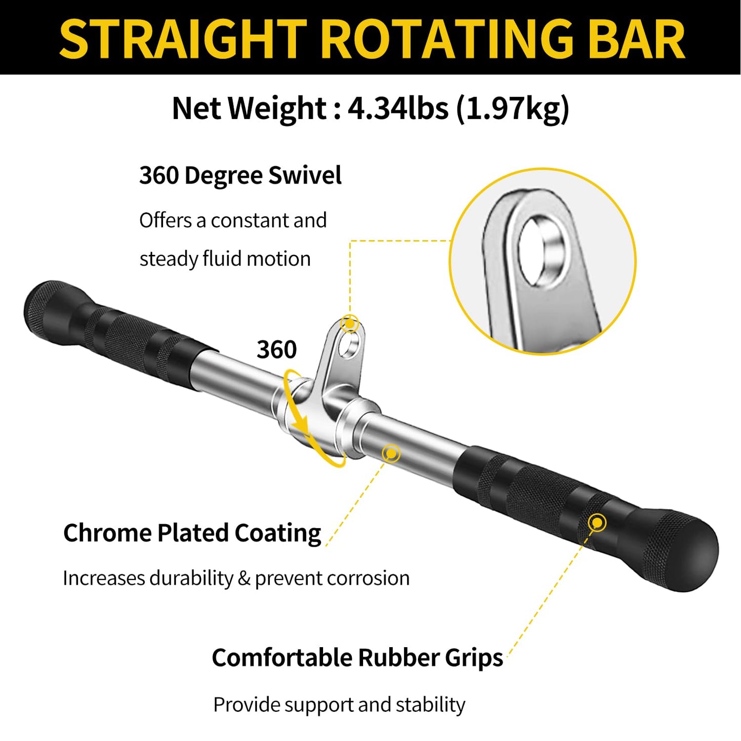 WNOEY Cable Machine Attachment, LAT Pulldown Attachments, Home Gym Accessories, Triceps Pull Down Attachment (V Handle + Row Handle + Rotating Bar + Tricep Rope + Ankle Straps)